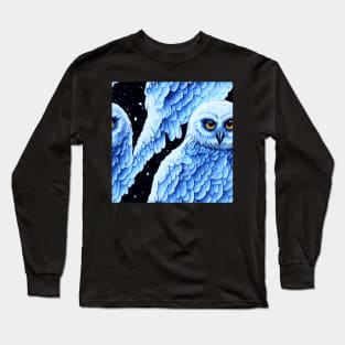 Majestic Snow Owl - Seamless Tile Pattern Long Sleeve T-Shirt